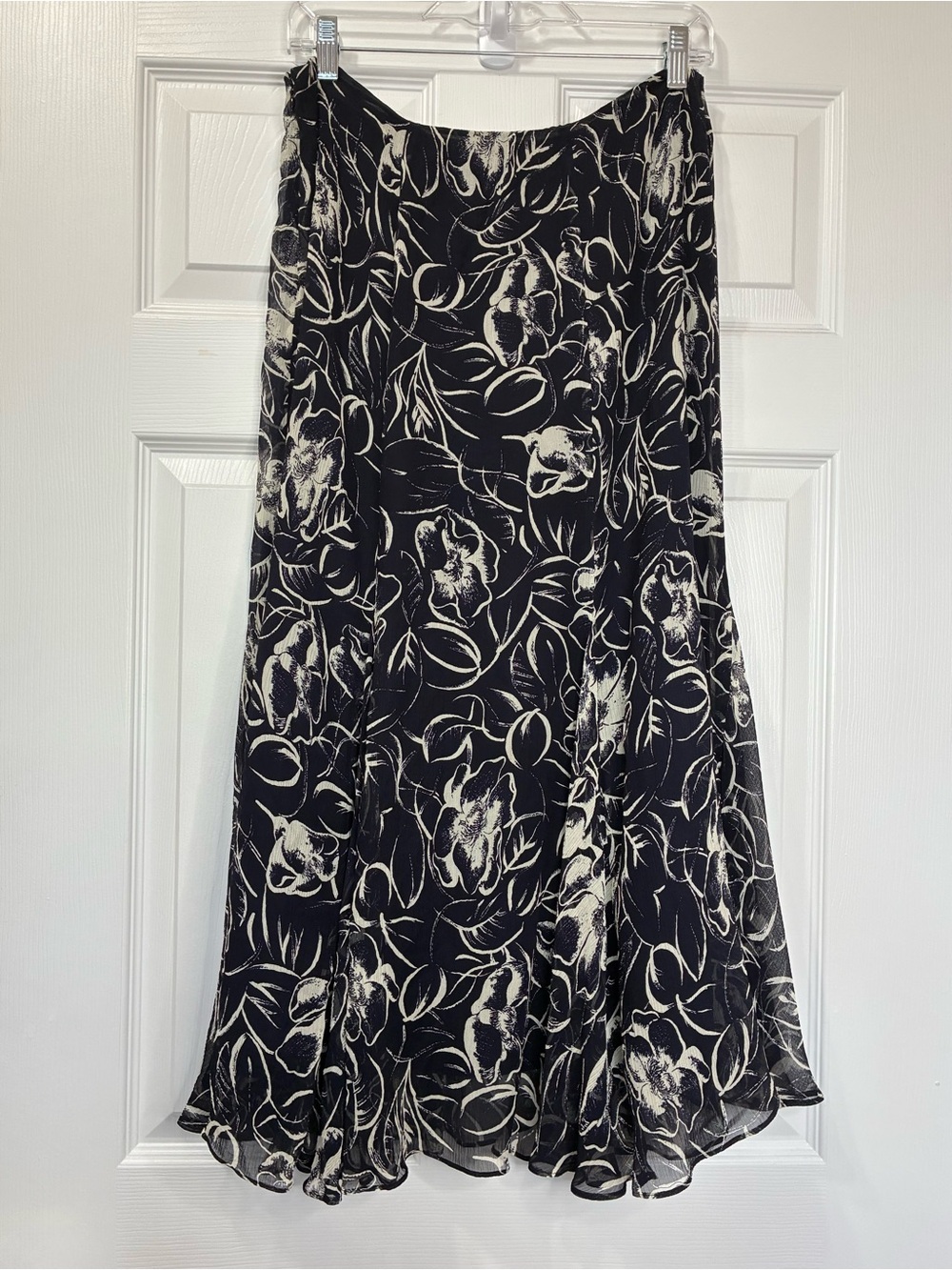 Lauren Ralph Lauren Silk Floral Midi Skirt Womens 10 Blue Cream Fairycore Boho - Picture 3 of 8